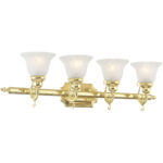 33 inch 4 Light Polished Brass Bathroom Vanity light fixture with White Alabaster Glass Shade-Lighting LumensBath/Vanity