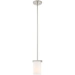 3 Light Brushed Nickel Ceiling Light fixture with Hand Blown Satin Opal White Glass Shade-Lighting LumensChandeliers