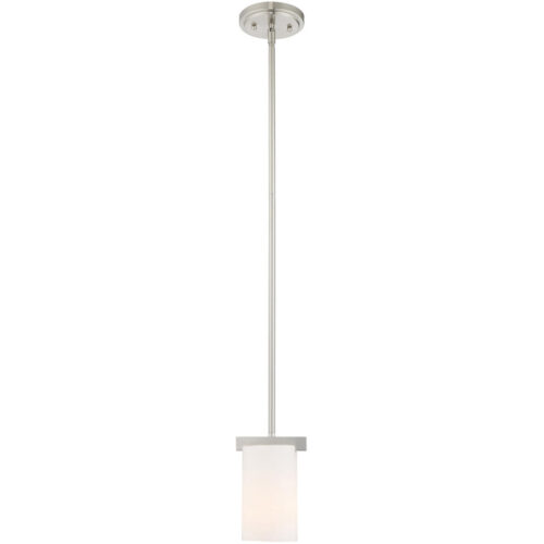 3 Light Brushed Nickel Ceiling Light fixture with Hand Blown Satin Opal White Glass Shade-Lighting LumensChandeliers