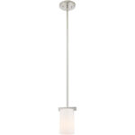 3 Light Brushed Nickel Ceiling Light fixture with Hand Blown Satin Opal White Glass Shade-Lighting LumensChandeliers