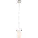 3 Light Brushed Nickel Ceiling Light fixture with Hand Blown Satin Opal White Glass Shade-Lighting LumensChandeliers