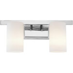 17 inch 2 Light Polished Chrome Bathroom Vanity light fixture with Hand Blown Satin Opal White Cylinder Glass Shade-Lighting LumensBath/Vanity