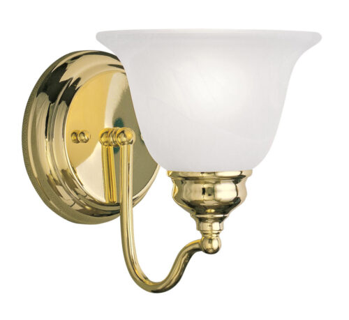 6.25 inch 1 Light Polished Brass Bathroom Vanity light fixture with White Alabaster Glass Shade-Lighting LumensBath/Vanity