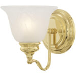 6.25 inch 1 Light Polished Brass Bathroom Vanity light fixture with White Alabaster Glass Shade-Lighting LumensBath/Vanity