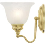 6.25 inch 1 Light Polished Brass Bathroom Vanity light fixture with White Alabaster Glass Shade-Lighting LumensBath/Vanity