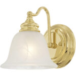 6.25 inch 1 Light Polished Brass Bathroom Vanity light fixture with White Alabaster Glass Shade-Lighting LumensBath/Vanity