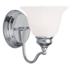 6.25 inch 1 Light Polished Chrome Bathroom Vanity light fixture with White Alabaster Glass Shade-Lighting LumensBath/Vanity