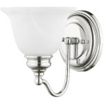 6.25 inch 1 Light Polished Chrome Bathroom Vanity light fixture with White Alabaster Glass Shade-Lighting LumensBath/Vanity