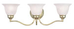 24 inch 3 Light Polished Brass Bathroom Vanity light fixture with White Alabaster Glass Shade-Lighting LumensBath/Vanity