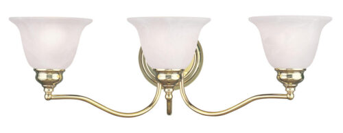 24 inch 3 Light Polished Brass Bathroom Vanity light fixture with White Alabaster Glass Shade-Lighting LumensBath/Vanity