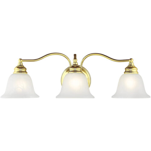 24 inch 3 Light Polished Brass Bathroom Vanity light fixture with White Alabaster Glass Shade-Lighting LumensBath/Vanity