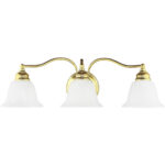 24 inch 3 Light Polished Brass Bathroom Vanity light fixture with White Alabaster Glass Shade-Lighting LumensBath/Vanity