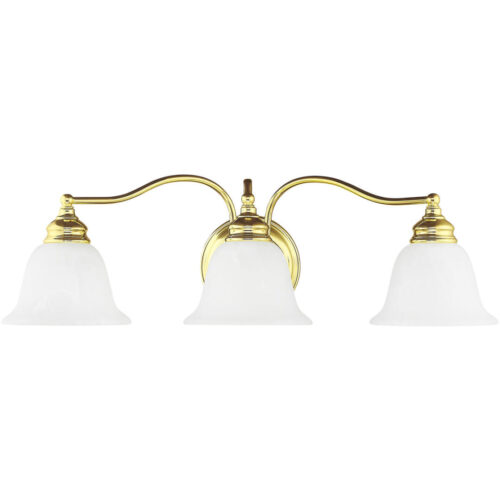 24 inch 3 Light Polished Brass Bathroom Vanity light fixture with White Alabaster Glass Shade-Lighting LumensBath/Vanity