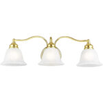 24 inch 3 Light Polished Brass Bathroom Vanity light fixture with White Alabaster Glass Shade-Lighting LumensBath/Vanity