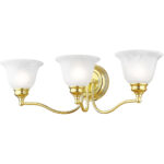 24 inch 3 Light Polished Brass Bathroom Vanity light fixture with White Alabaster Glass Shade-Lighting LumensBath/Vanity