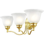 24 inch 3 Light Polished Brass Bathroom Vanity light fixture with White Alabaster Glass Shade-Lighting LumensBath/Vanity