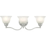 24 inch 3 Light Polished Chrome Bathroom Vanity light fixture with White Alabaster Glass Shade-Lighting LumensBath/Vanity