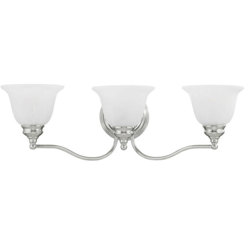 24 inch 3 Light Polished Chrome Bathroom Vanity light fixture with White Alabaster Glass Shade-Lighting LumensBath/Vanity