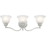 24 inch 3 Light Polished Chrome Bathroom Vanity light fixture with White Alabaster Glass Shade-Lighting LumensBath/Vanity