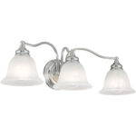 24 inch 3 Light Polished Chrome Bathroom Vanity light fixture with White Alabaster Glass Shade-Lighting LumensBath/Vanity