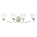 32 inch 4 Light Polished Chrome Bathroom Vanity light fixture with White Alabaster Glass Shade-Lighting LumensBath/Flush Mounts