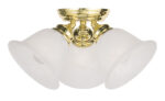 3 Light Polished Brass Ceiling Light fixture with White Alabaster Glass Shade-Lighting LumensFlush Mount Ceiling Lights