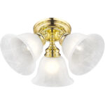 3 Light Polished Brass Ceiling Light fixture with White Alabaster Glass Shade-Lighting LumensFlush Mount Ceiling Lights