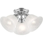 3 Light Polished Chrome Ceiling Light fixture with White Alabaster Glass Shade-Lighting LumensFlush Mount Ceiling Lights