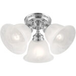 3 Light Polished Chrome Ceiling Light fixture with White Alabaster Glass Shade-Lighting LumensFlush Mount Ceiling Lights