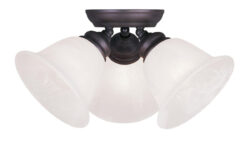 3 Light Bronze Ceiling Light fixture with White Alabaster Glass Shade-Lighting LumensFlush Mount Ceiling Lights