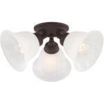 3 Light Bronze Ceiling Light fixture with White Alabaster Glass Shade-Lighting LumensFlush Mount Ceiling Lights