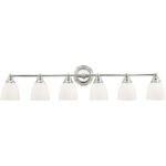 42 inch 6 Light Polished Brass Bathroom Vanity light fixture with Hand Blown Satin Opal White Glass Shade-Lighting LumensBath/Flush Mounts