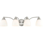 30 inch 4 Light Polished Chrome Bathroom Vanity light fixture with Hand Blown Satin Opal White Glass Shade-Lighting LumensBath/Flush Mounts