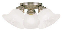 3 Light Antique Brass Ceiling Light fixture with White Alabaster Glass Shade-Lighting LumensFlush Mount Ceiling Lights