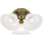 3 Light Antique Brass Ceiling Light fixture with White Alabaster Glass Shade-Lighting LumensFlush Mount Ceiling Lights