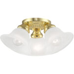 3 Light Polished Brass Ceiling Light fixture with White Alabaster Glass Shade-Lighting LumensFlush Mount Ceiling Lights