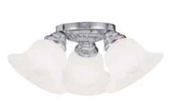 3 Light Polished Chrome Ceiling Light fixture with White Alabaster Glass Shade-Lighting LumensFlush Mount Ceiling Lights