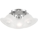 3 Light Polished Chrome Ceiling Light fixture with White Alabaster Glass Shade-Lighting LumensFlush Mount Ceiling Lights