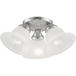 3 Light Polished Chrome Ceiling Light fixture with White Alabaster Glass Shade-Lighting LumensFlush Mount Ceiling Lights