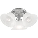 3 Light Polished Chrome Ceiling Light fixture with White Alabaster Glass Shade-Lighting LumensFlush Mount Ceiling Lights