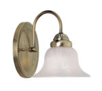 7 inch 1 Light Antique Brass Bathroom Vanity light fixture with White Alabaster Glass Shade-Lighting LumensBath/Vanity