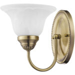 7 inch 1 Light Antique Brass Bathroom Vanity light fixture with White Alabaster Glass Shade-Lighting LumensBath/Vanity