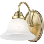 7 inch 1 Light Antique Brass Bathroom Vanity light fixture with White Alabaster Glass Shade-Lighting LumensBath/Vanity