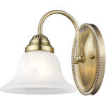 7 inch 1 Light Antique Brass Bathroom Vanity light fixture with White Alabaster Glass Shade-Lighting LumensBath/Vanity