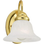 7 inch 1 Light Polished Brass Bathroom Vanity light fixture with White Alabaster Glass Shade-Lighting LumensBath/Vanity