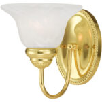 7 inch 1 Light Polished Brass Bathroom Vanity light fixture with White Alabaster Glass Shade-Lighting LumensBath/Vanity