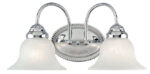 17 inch 2 Light Polished Chrome Bathroom Vanity light fixture with White Alabaster Glass Shade-Lighting LumensBath/Vanity