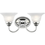 17 inch 2 Light Polished Chrome Bathroom Vanity light fixture with White Alabaster Glass Shade-Lighting LumensBath/Vanity