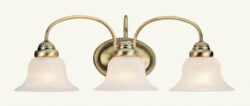 23.5 inch 3 Light Antique Brass Bathroom Vanity light fixture with White Alabaster Glass Shade-Lighting LumensBath/Vanity