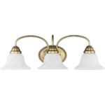 23.5 inch 3 Light Antique Brass Bathroom Vanity light fixture with White Alabaster Glass Shade-Lighting LumensBath/Vanity